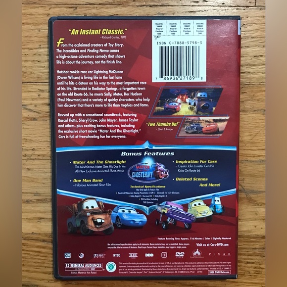 🖤5 for $20- DISNEY'S Pixar Cars Widescreen edition movie DVD - Picture 3 of 3